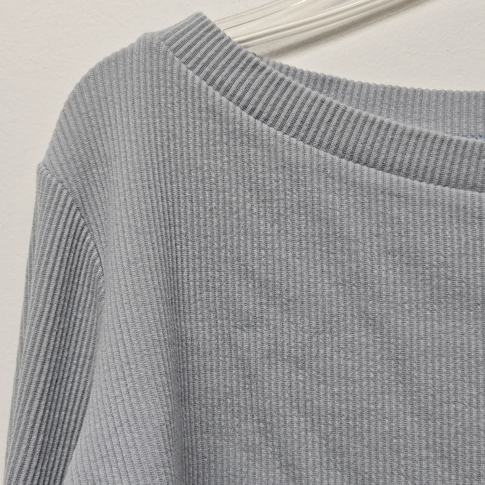 By Egreis Thermal Waffle Knit Pullover Top Size XXL Wide Boatneck Curved Hem